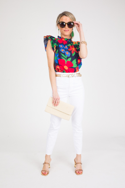 Lilli Floral Top, Navy