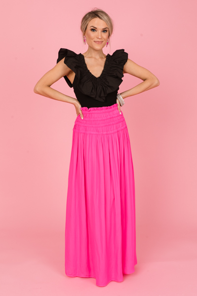 Hot Pink Smooth Maxi Skirt