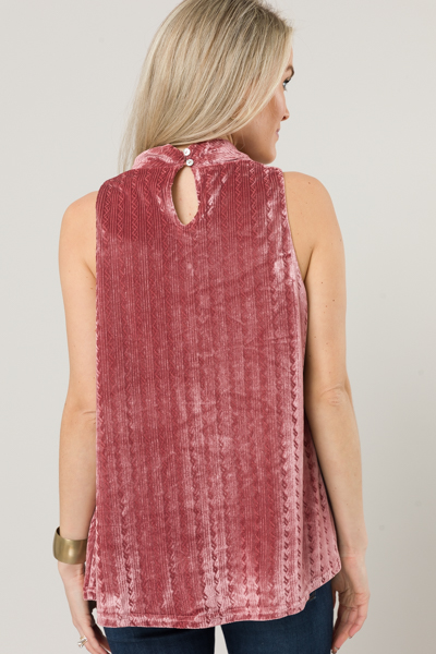 Pattern Velvet Cowl Top, Blush