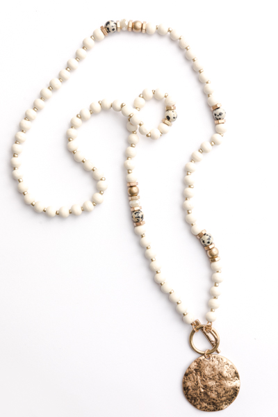Tali Hammered Necklace, Ivory