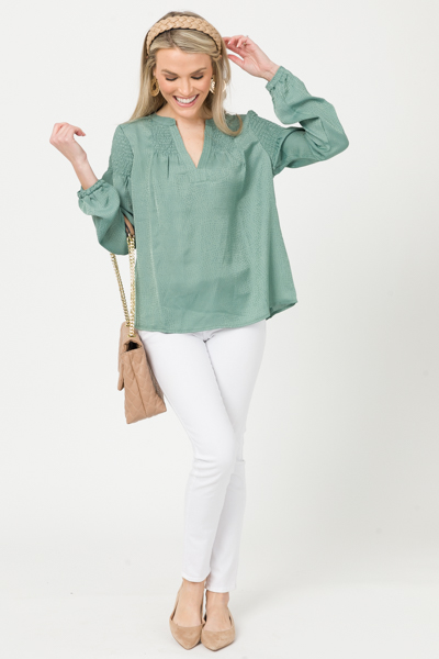 Tonal Specks Blouse, Sage