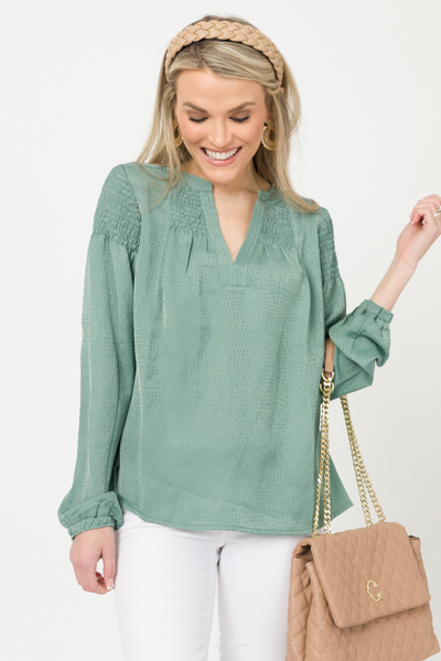 Tonal Specks Blouse, Sage