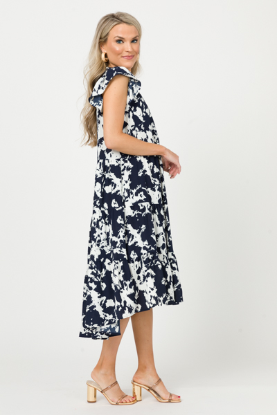 Maggie Tiered Midi, Navy