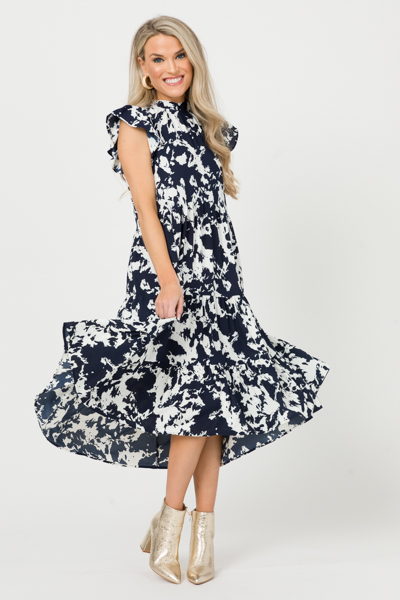 Maggie Tiered Midi, Navy