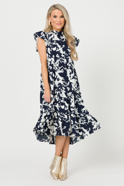 Maggie Tiered Midi, Navy
