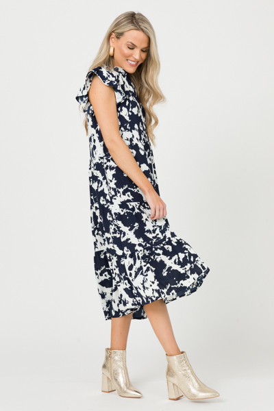 Maggie Tiered Midi, Navy