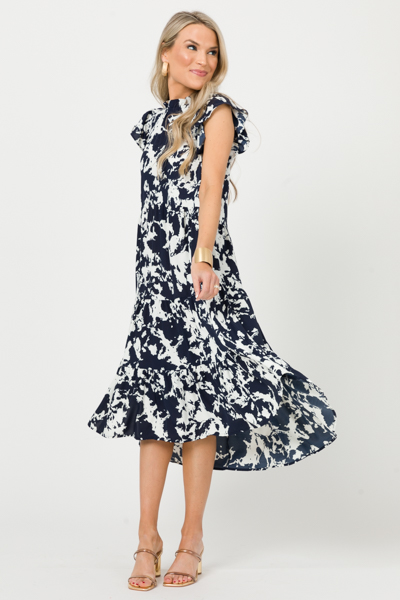 Maggie Tiered Midi, Navy