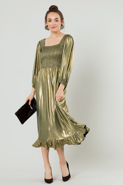 Gold Foil Smock Midi