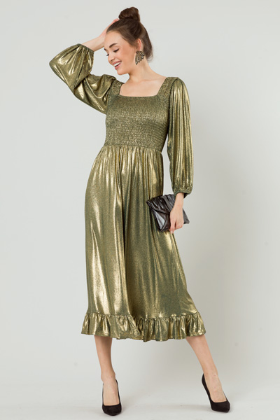 Gold Foil Smock Midi