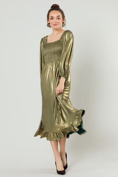 Gold Foil Smock Midi