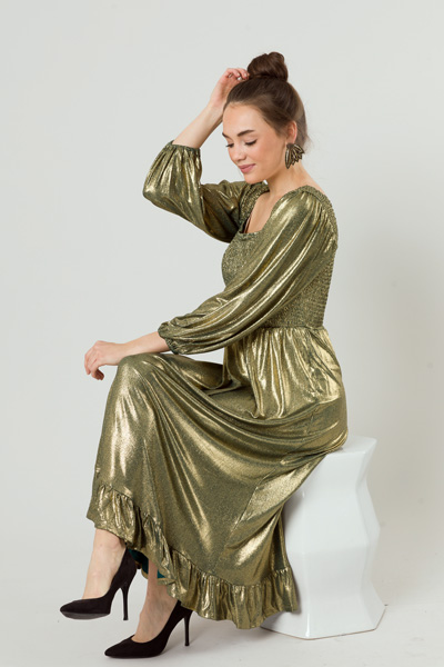 Gold Foil Smock Midi