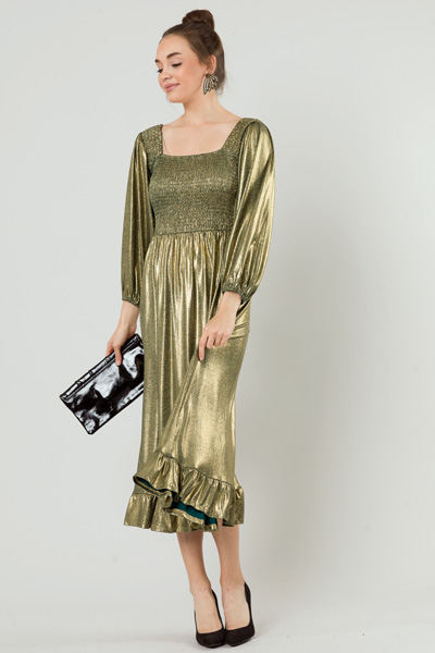 Gold Foil Smock Midi