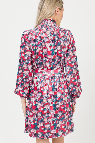 Velvet Floral Smock Dress, Multi