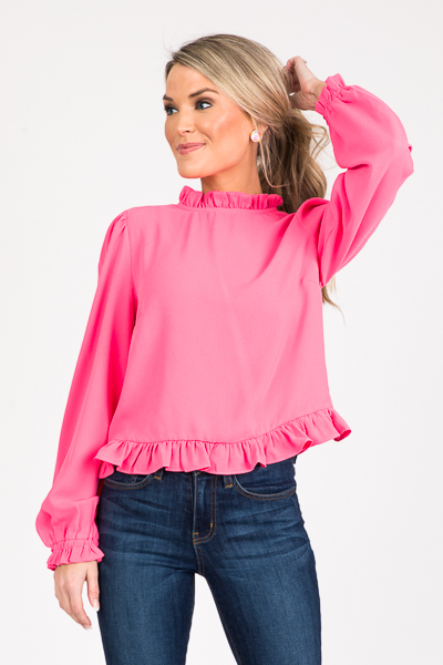 Ruffle Edges Blouse, Pink