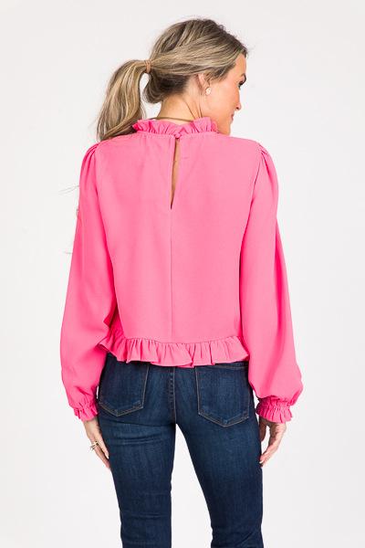 Ruffle Edges Blouse, Pink