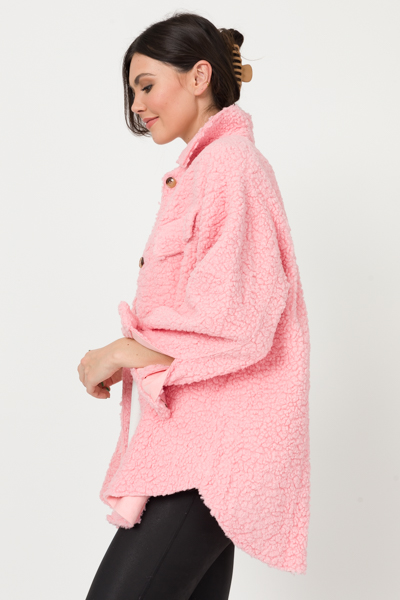 Buttoned Teddy Jacket, Pink