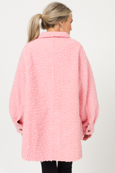 Buttoned Teddy Jacket, Pink