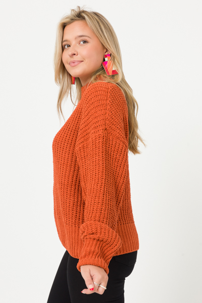 Meg Soft Sweater, Burnt Orange