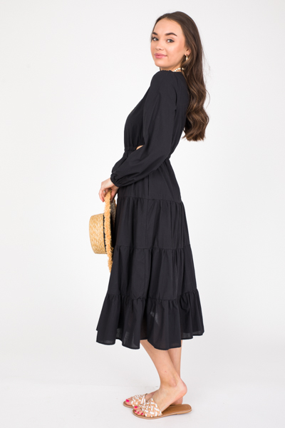 Side Cutout Midi, Black