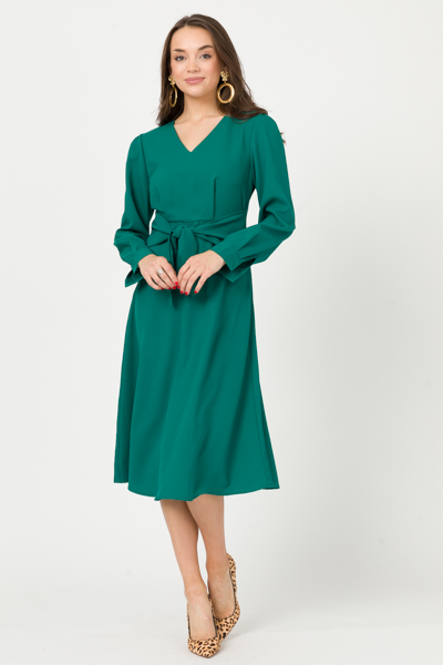 Tie Waist Midi, Green