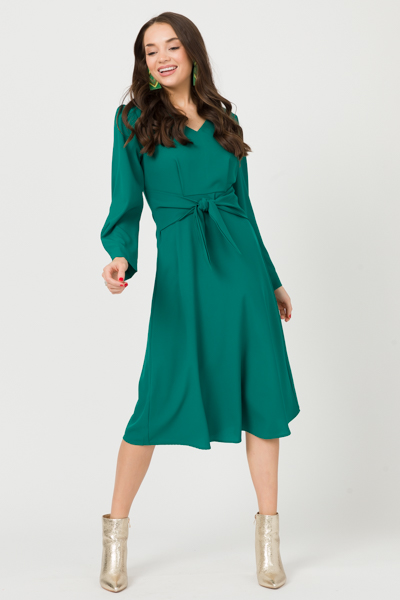 Tie Waist Midi, Green