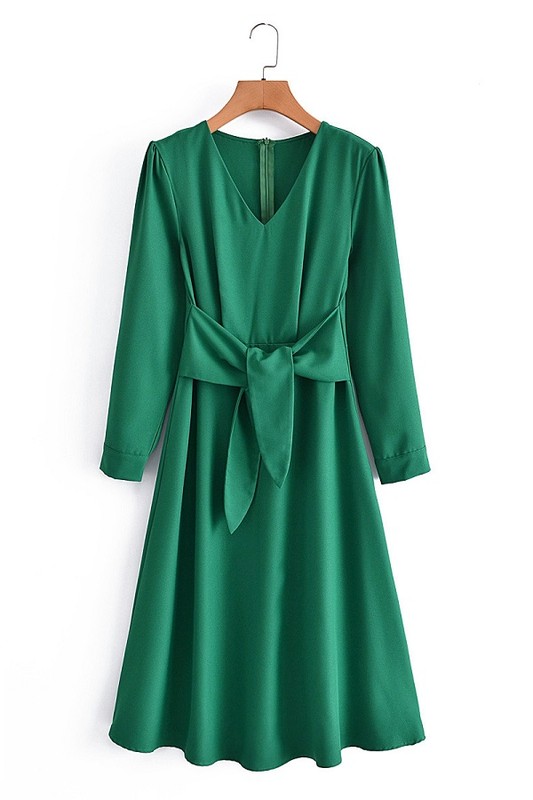 Tie Waist Midi, Green