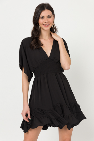 Wine & Dine Smock Dress, Black