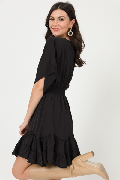 Wine & Dine Smock Dress, Black