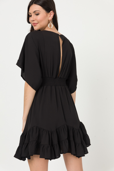 Wine & Dine Smock Dress, Black