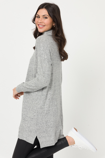Cowl Neck Knit Dress, Grey