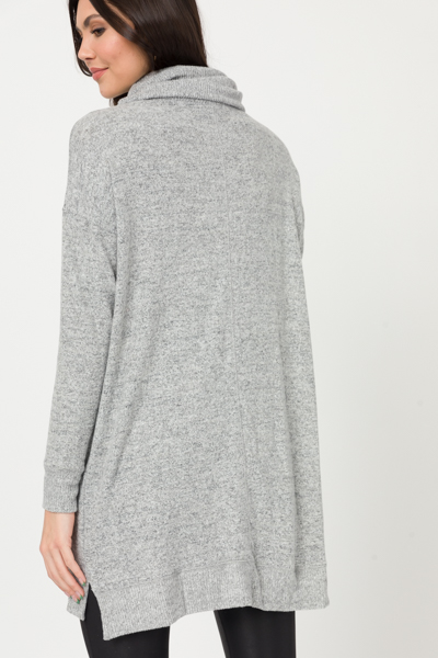 Cowl Neck Knit Dress, Grey