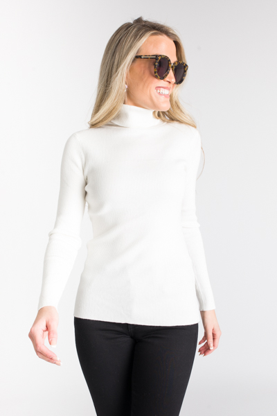 Lori Rib Turtleneck, Ivory