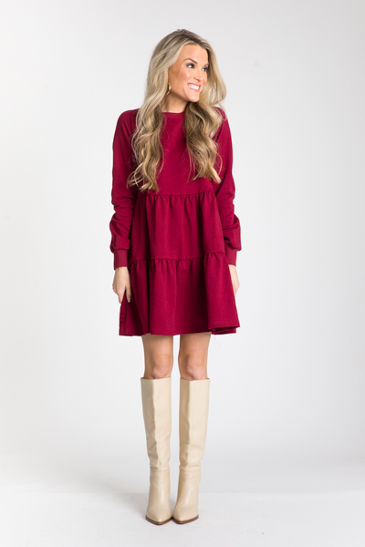 Burgundy sweatshirt online dress