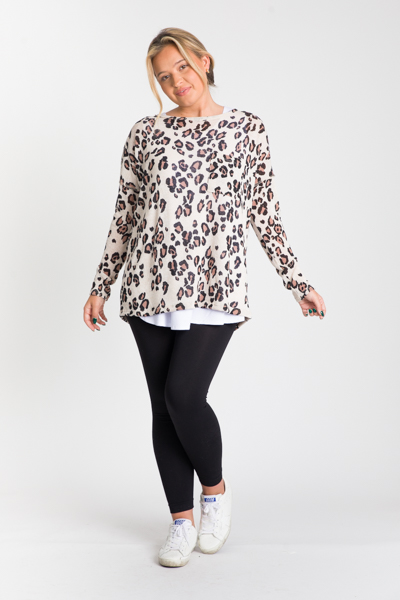 Lightweight Cheetah Top, Oatmeal