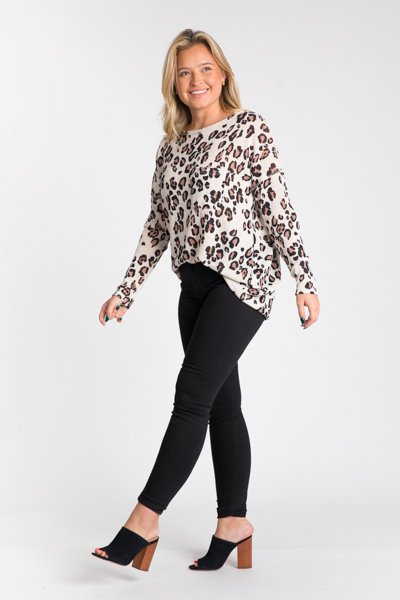 Lightweight Cheetah Top, Oatmeal