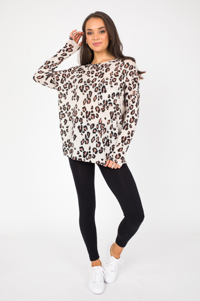 Lightweight Cheetah Top, Oatmeal