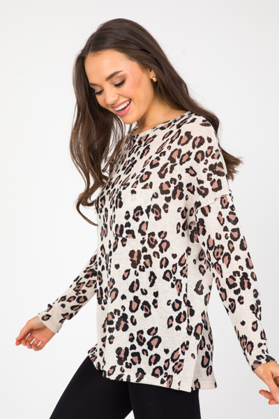 Lightweight Cheetah Top, Oatmeal