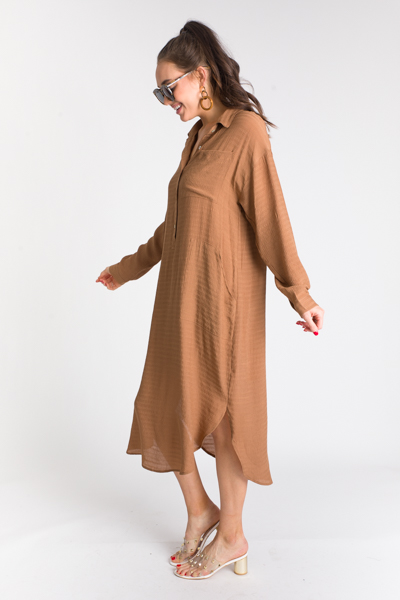 Shirt Dress Midi, Camel