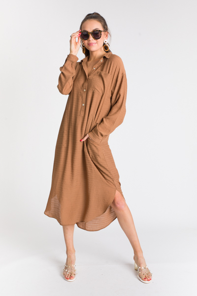 Shirt Dress Midi, Camel