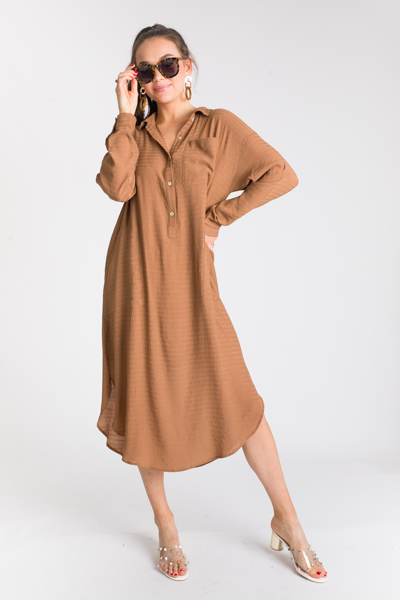 Shirt Dress Midi, Camel