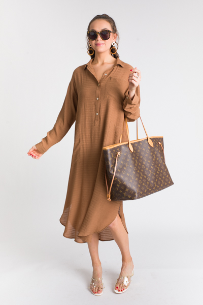 Shirt Dress Midi, Camel