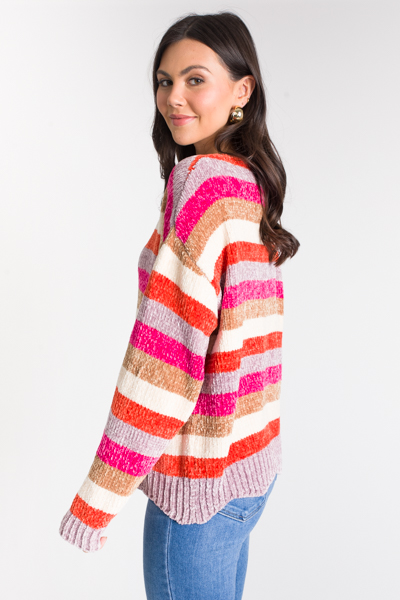 Multi Stripe Chenille Sweater