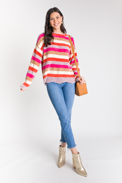 Multi Stripe Chenille Sweater