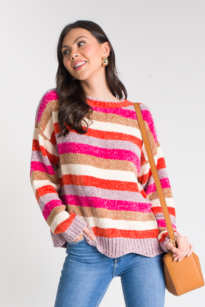 Multi Stripe Chenille Sweater