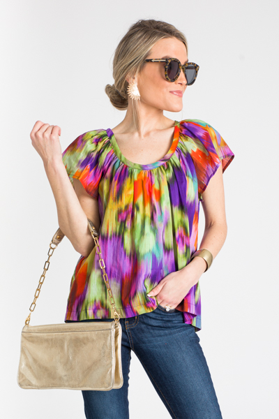 Scoop Neck Streaks Top, Multi