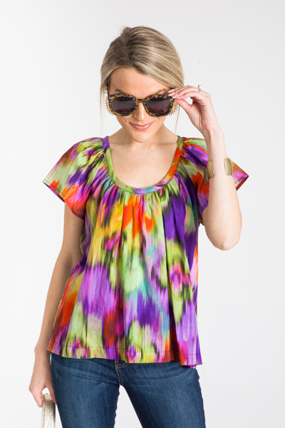 Scoop Neck Streaks Top, Multi