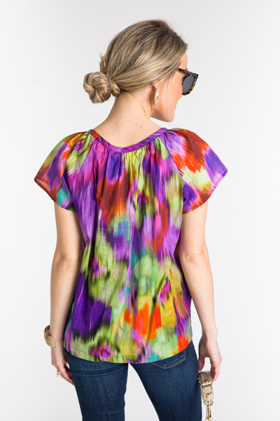 Scoop Neck Streaks Top, Multi