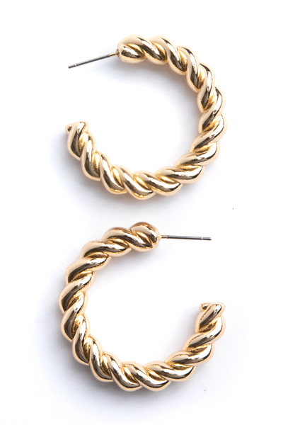 Rope Twisted Hoops, Gold