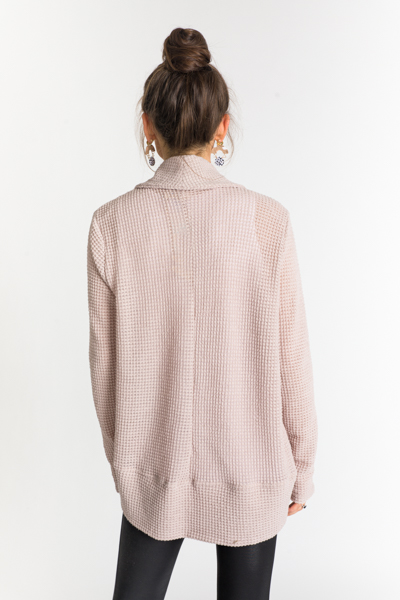 Waffle Knit Open Cardi, Tan