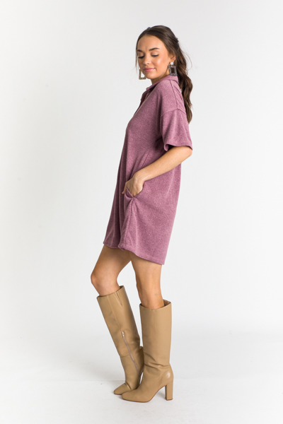 Casual Collared Dress, Mauve